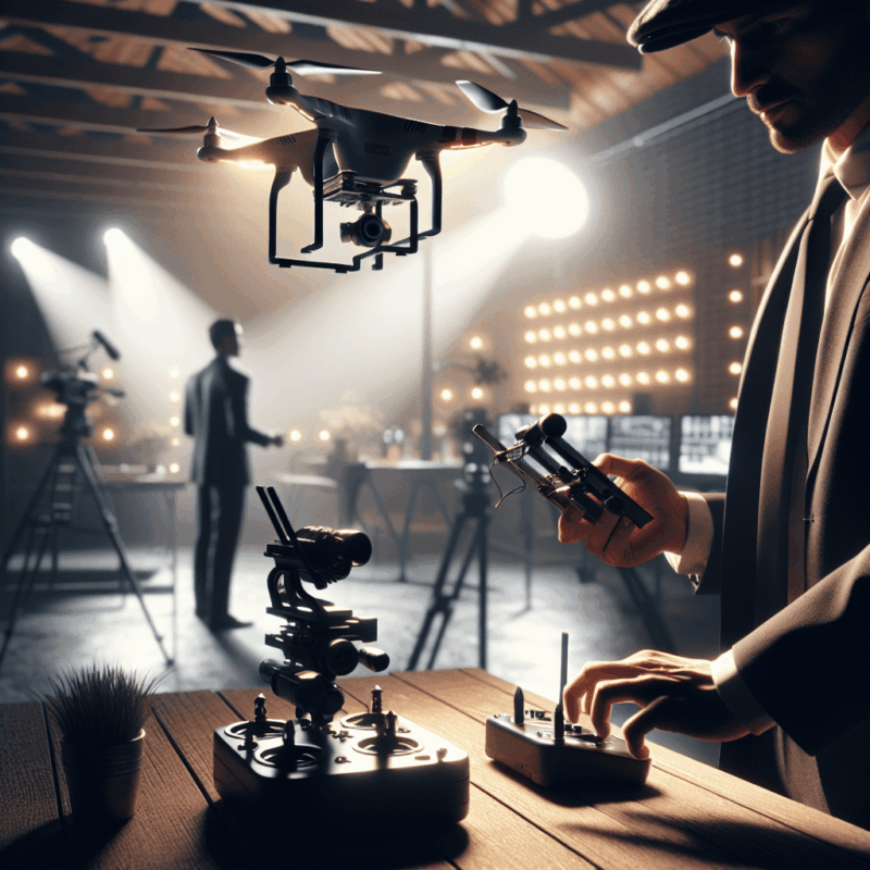 A drone flying over a small business, representing technology improving efficiency.