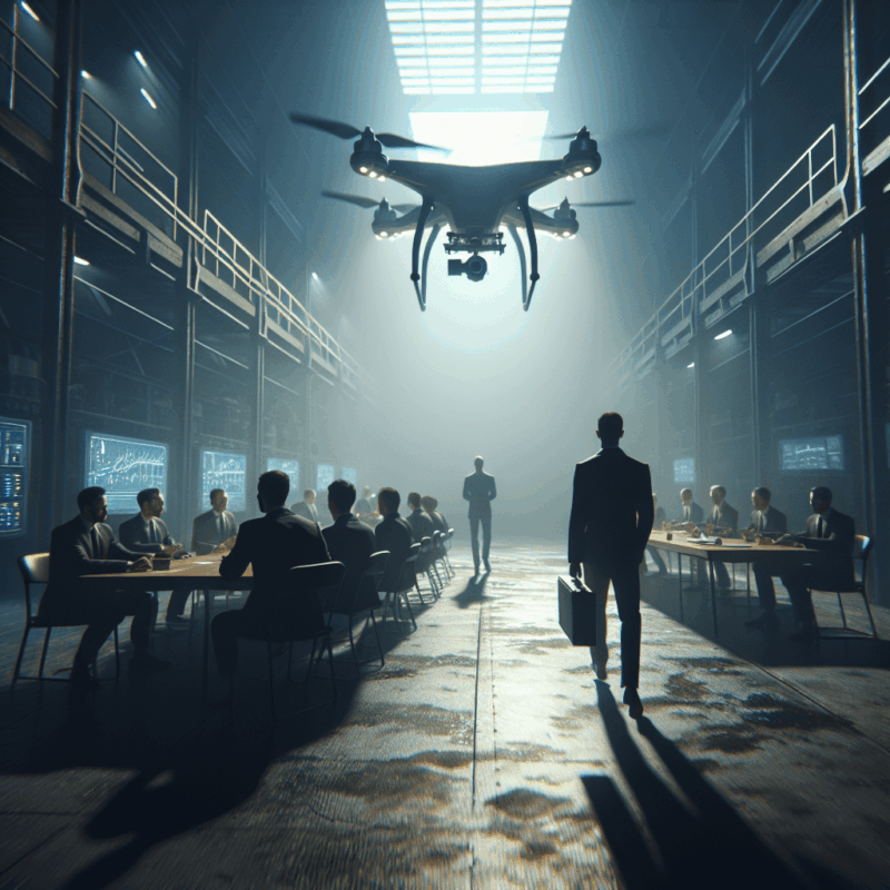 A student using a drone in a creative classroom setting, enhancing visual literacy skills.