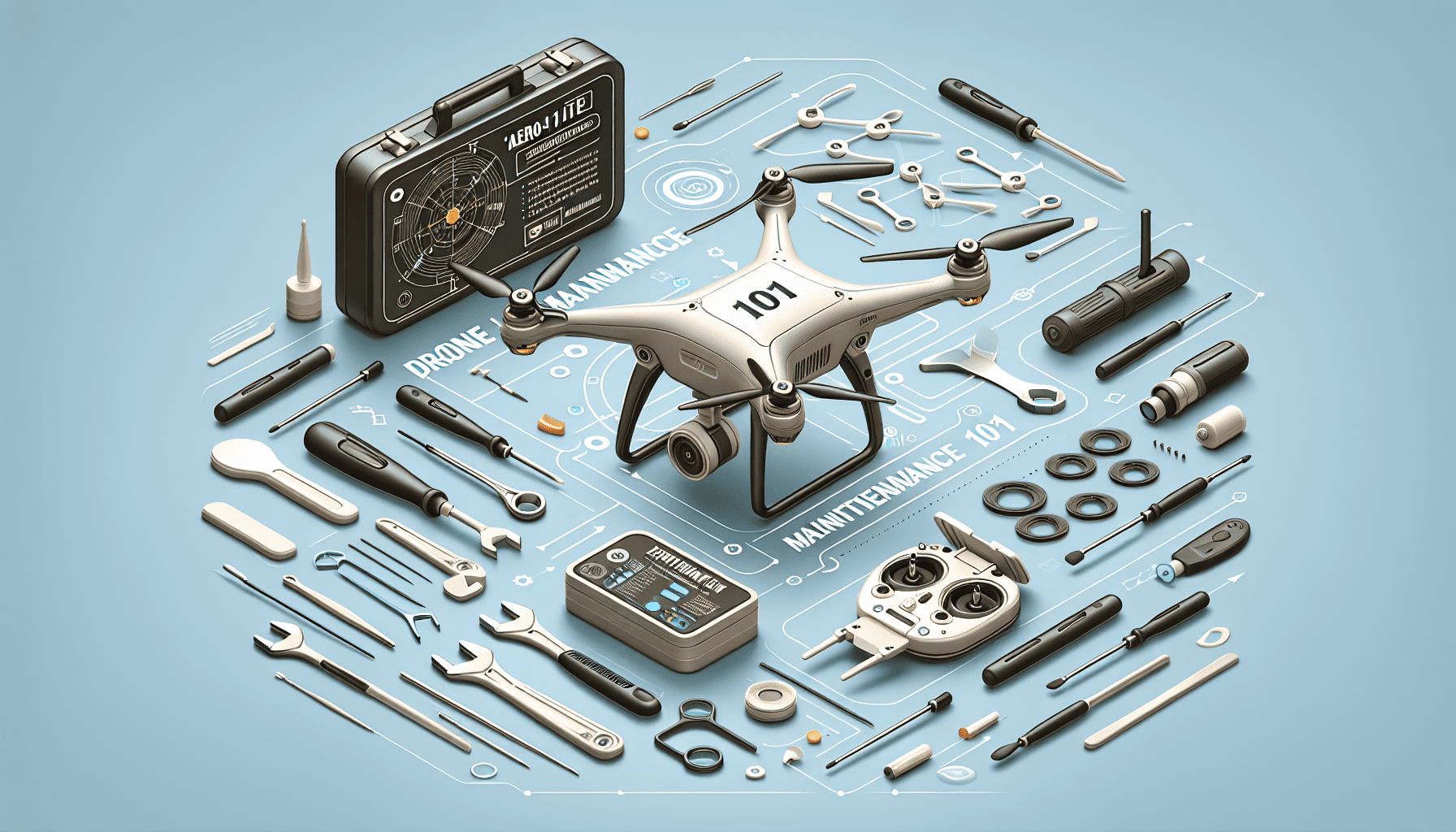 A clear visual of an Aero 1 Lite drone undergoing detailed maintenance and cleaning procedures.