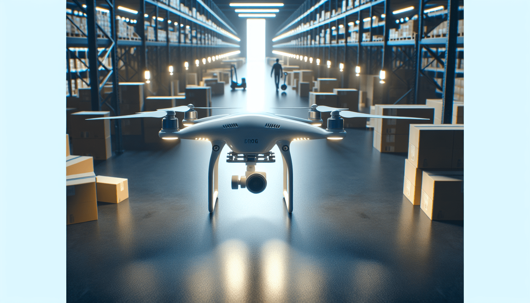 A drone conducting an aerial inspection over a small business property.
