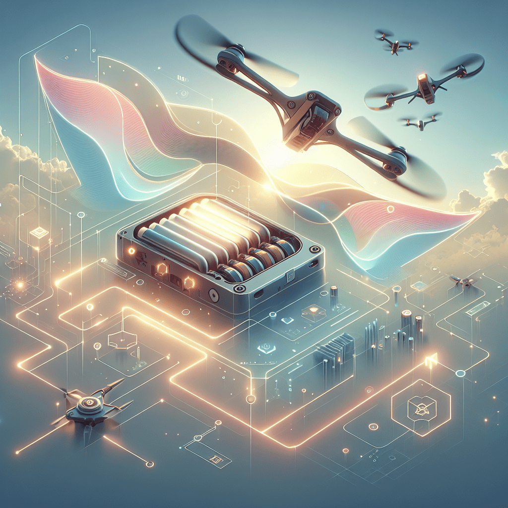 Top view of modern drone showing battery compartment to illustrate Battery Lifespan and power optimization during flight.
