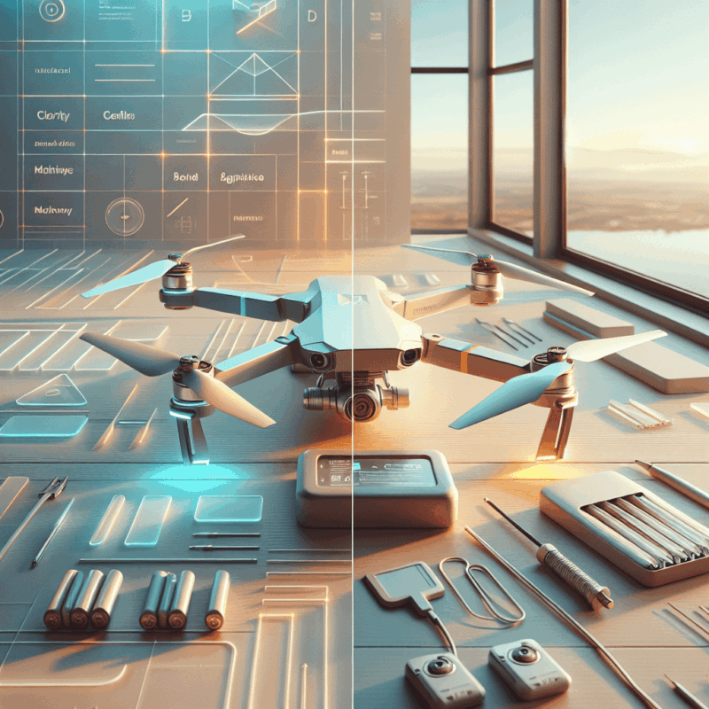 Drone Battery Care visual showing a drone with batteries, charging equipment, and storage setup for optimal performance and safety.