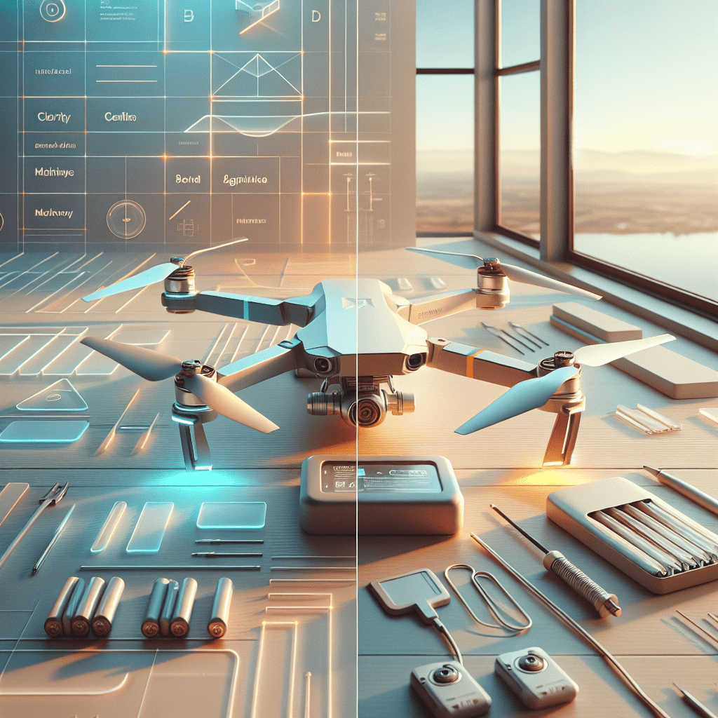 Drone Battery Care visual showing a drone with batteries, charging equipment, and storage setup for optimal performance and safety.