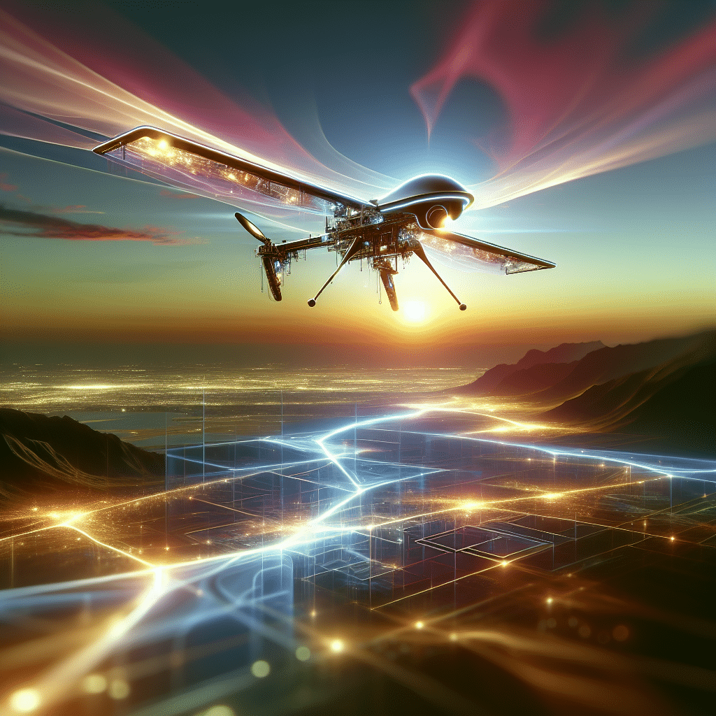 A modern drone showcasing advanced battery technology in flight over scenic terrain, demonstrating improved endurance capabilities.