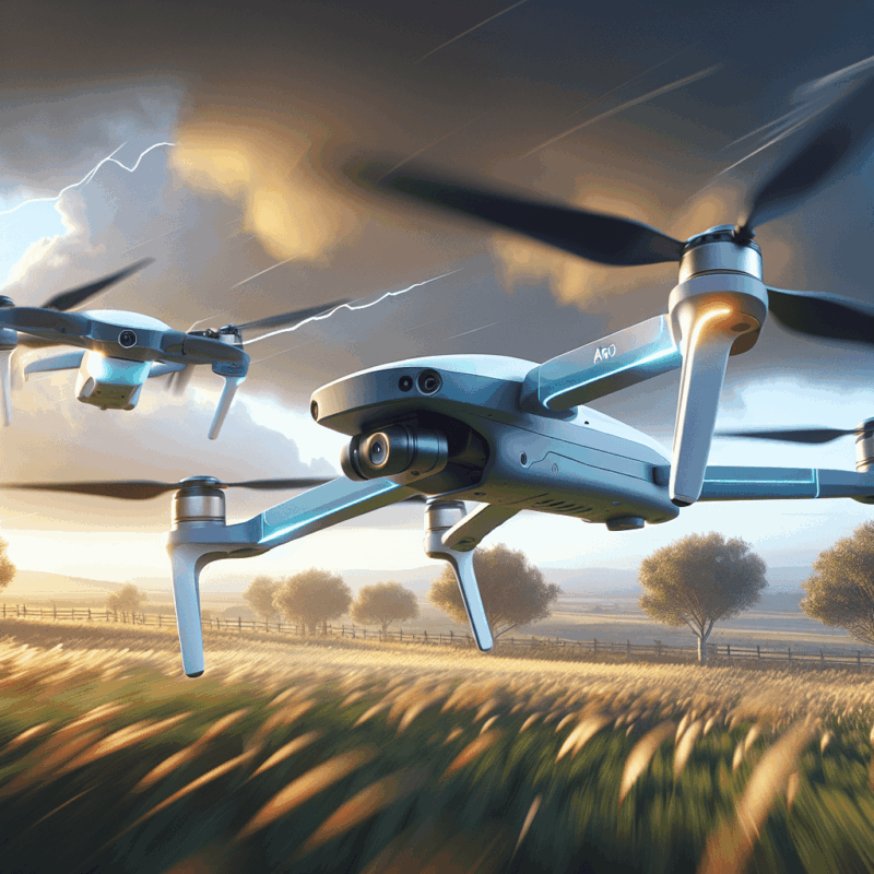 Drone Flight Stability visual showing Aero 1 and Aero 3 in a windy outdoor comparison test, demonstrating real-time wind resistance.