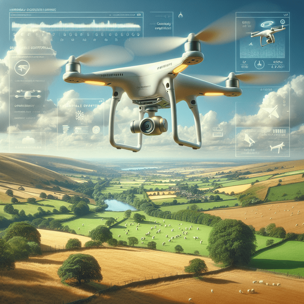 Drone Model Comparison between Memaero Aero3 and Aero5 models shown hovering over a UK countryside with feature icons.