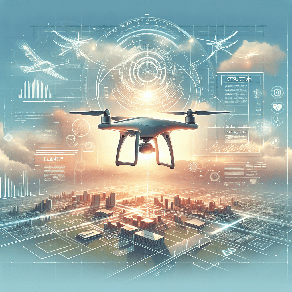 Drone Safety: image of drone navigating urban-rural terrain with AI-assisted intelligent route planning overlay and no-fly zones displayed.
