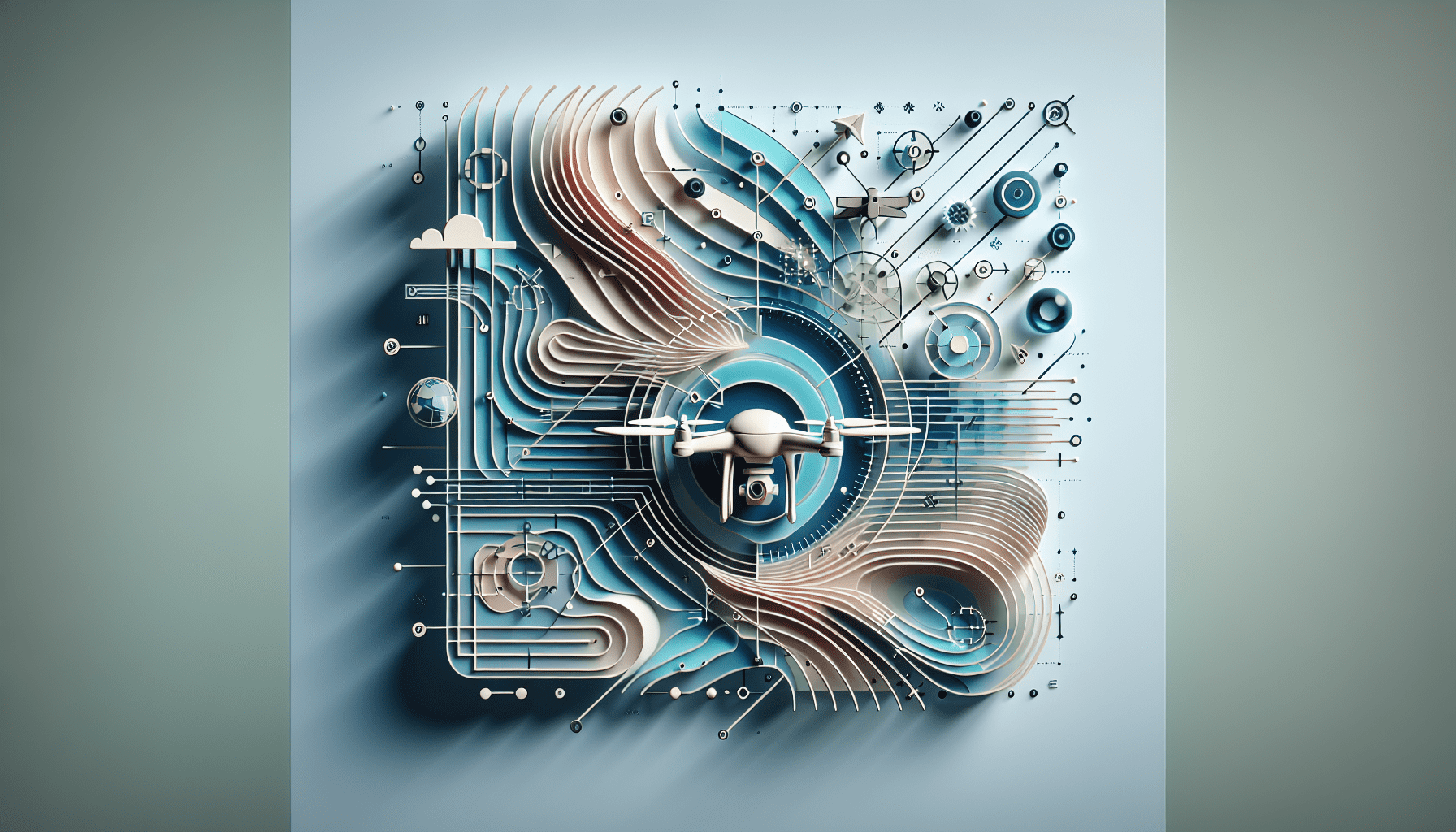 Illustration of Aero drone protected mid-flight by insurance shield graphic, highlighting drone safety.