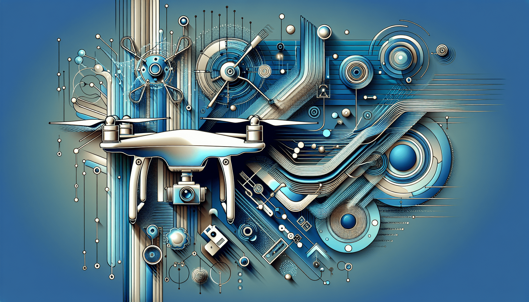 Illustration of beginner drones with cameras selected for 2024 UK use, showcasing features like GPS, one-button takeoff, and HD video.