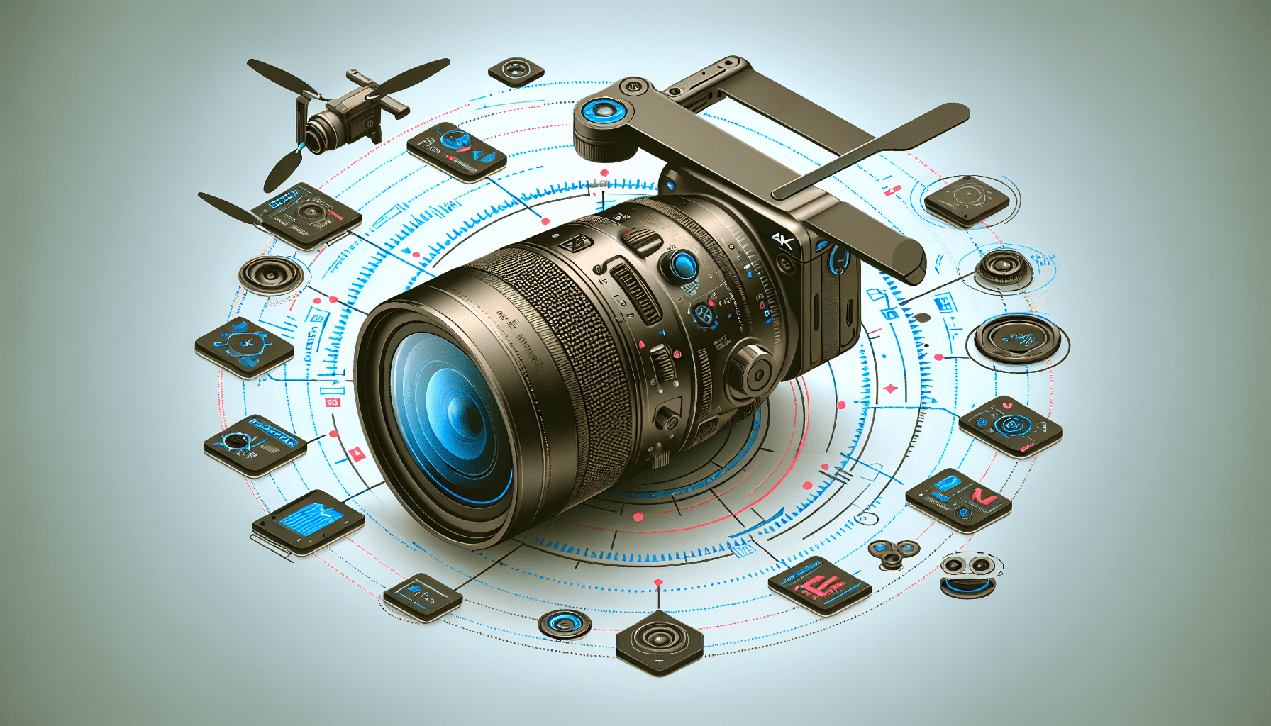 Illustration showing Aero 3 Lite drone capturing 4K video above scenic terrain, emphasizing affordability and power.