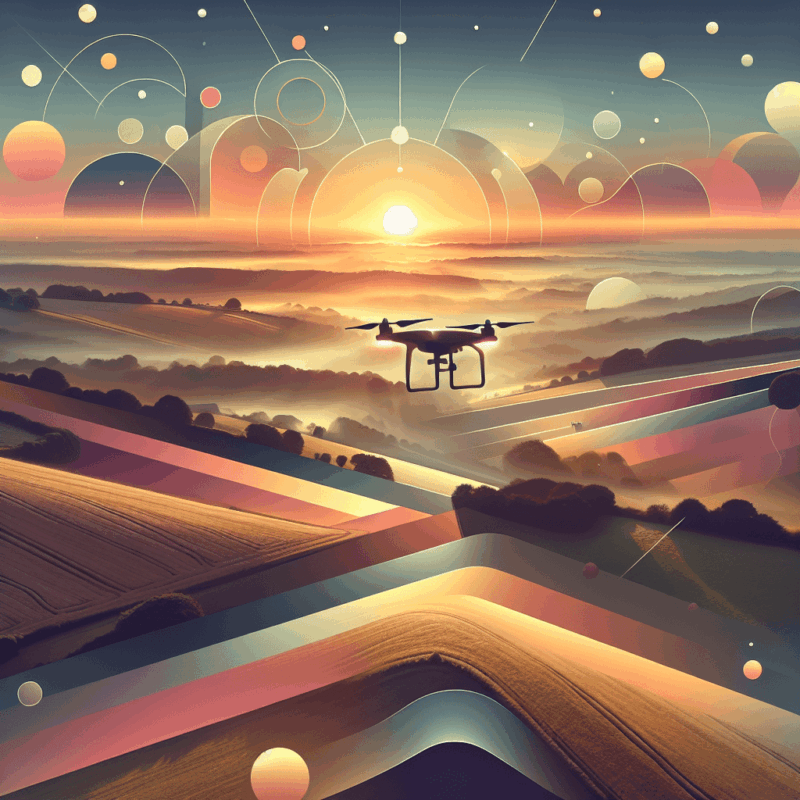 Optimal Flying Times above breathtaking UK countryside with golden hour lighting, ideal conditions for stunning aerial drone photography.
