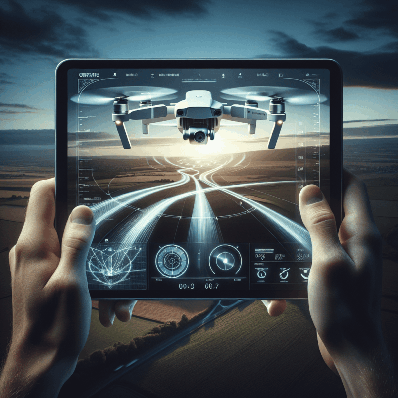 Aerial view of a drone executing a curved waypoint navigation pattern above a scenic countryside using the Aero 3 Lite system.