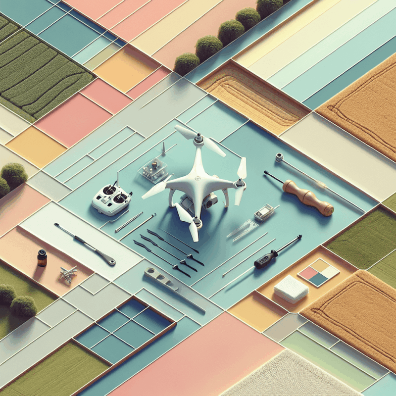 Top-down view of Aero 1 Lite maintenance tools and drone on outdoor mat, showing cleaning and prep routine for safe drone flights.