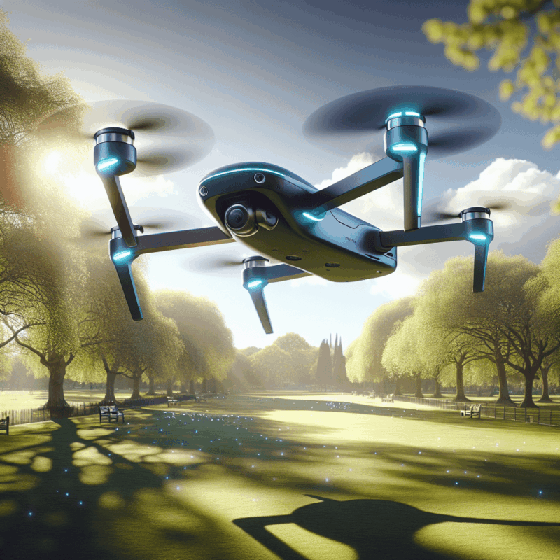 Aero3 Lite obstacle avoidance drone flying above a UK park showcasing safety sensors and stable flight for beginners and families alike.