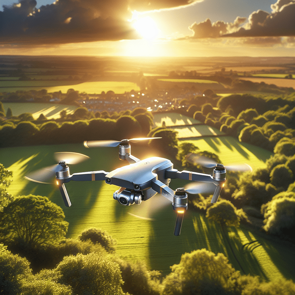 Aero3 Lite safety drone demo flying around obstacles in a British field. Sensors active. Clear UK environment context.