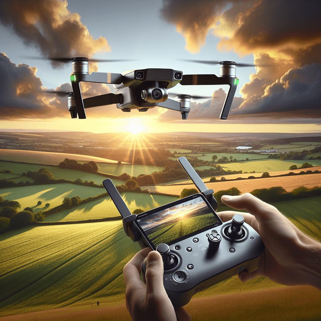 Aero3 Lite captured in the skies of the UK countryside in vivid 4K—perfect budget 4k drone uk visual with flyer in frame