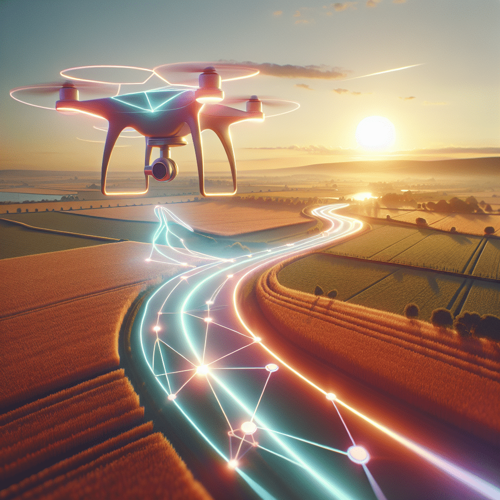 Drone returning to takeoff point during golden hour, demonstrating reliable drone return to home with Aero3 Lite safety features.