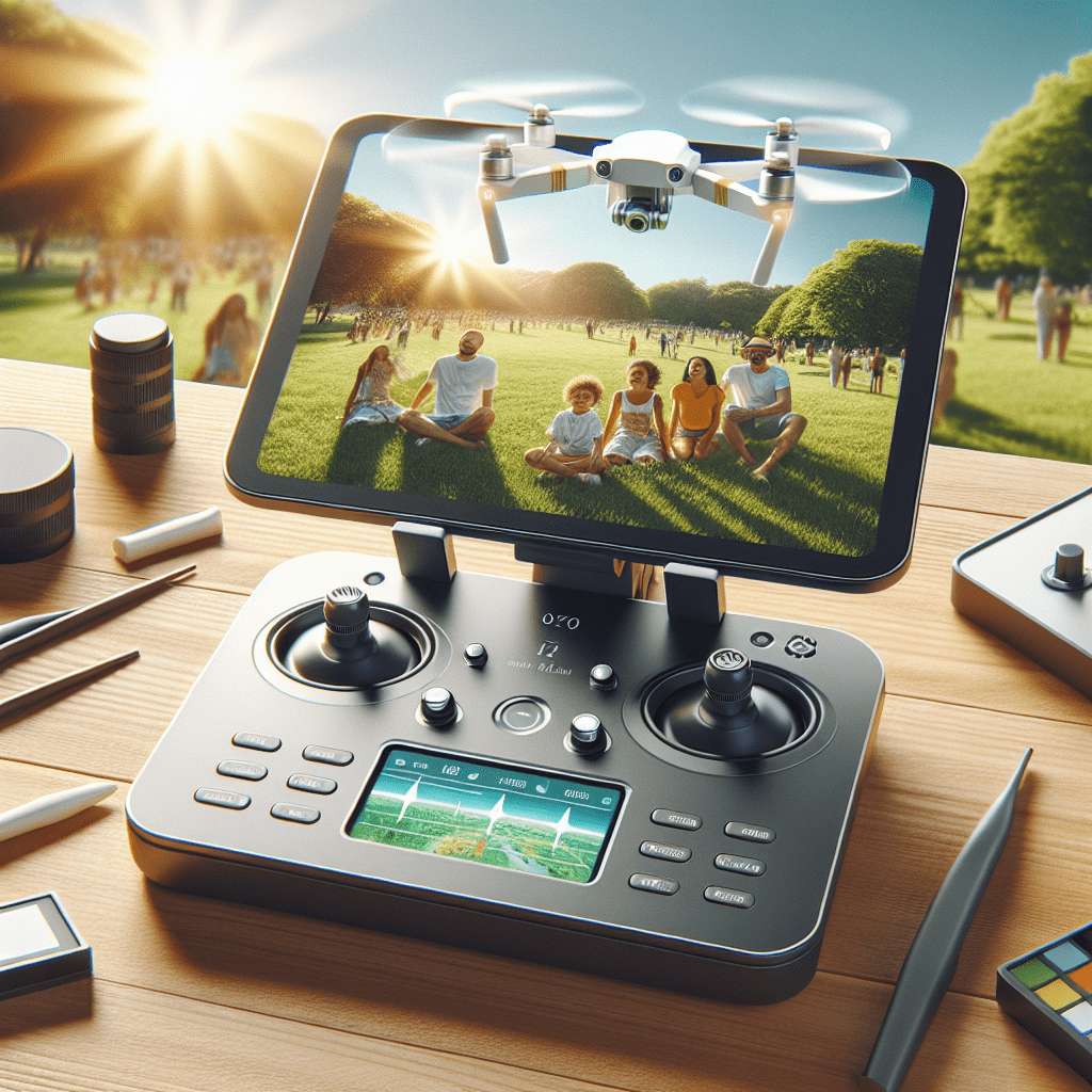 Cheerful family using a headless mode drone Aero 1 Lite in a sunny UK park, ideal for safe and beginner-friendly drone use.