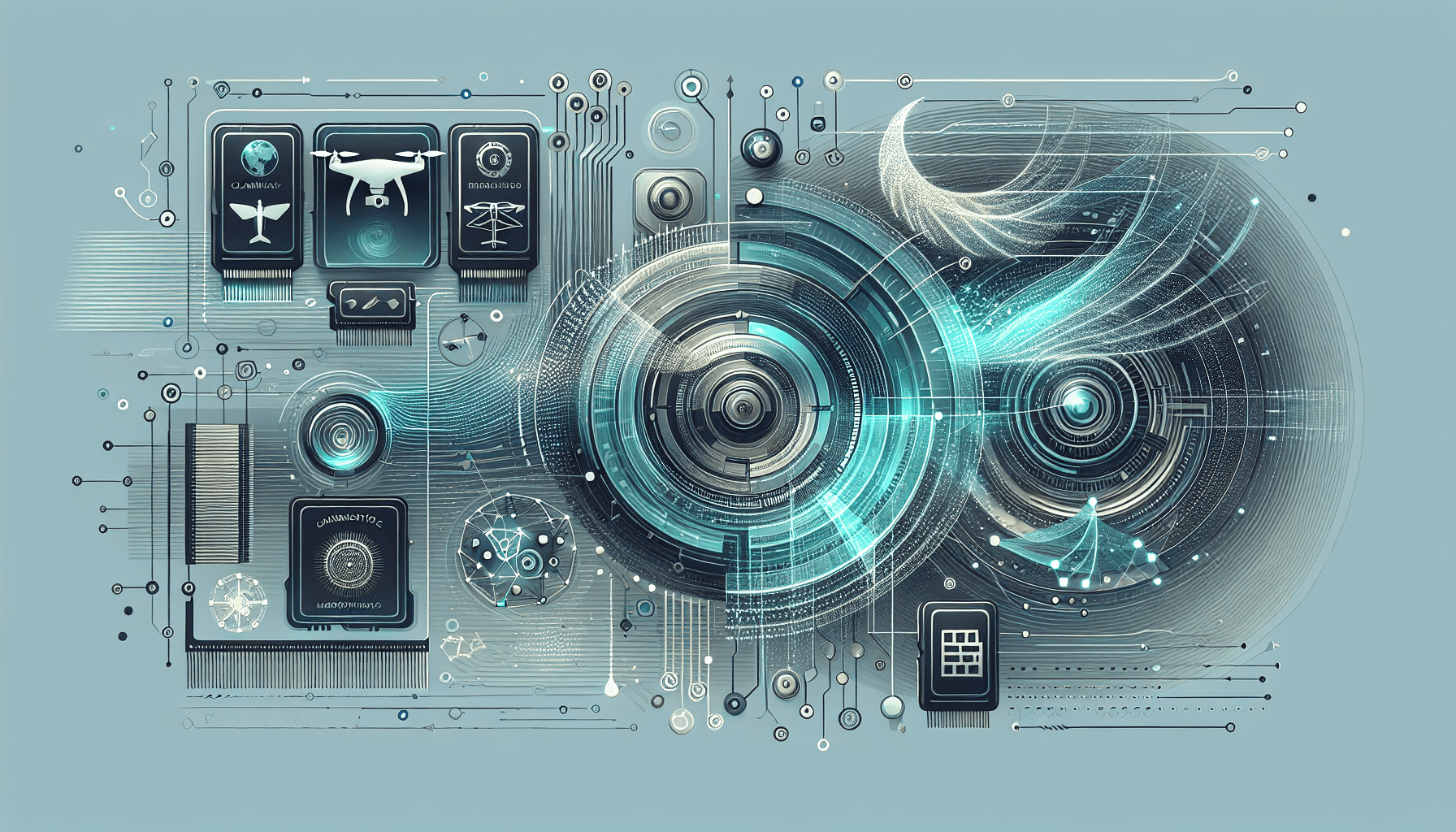 Explainer visual showing Sandisk microSD cards with drones and 4K footage samples, comparing size, speed, and compatibility.