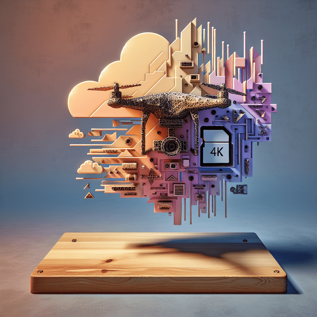 Sandisk micro SD drone card inserted into a camera drone capturing 4K video in UK setting, ideal for Memaero drones.