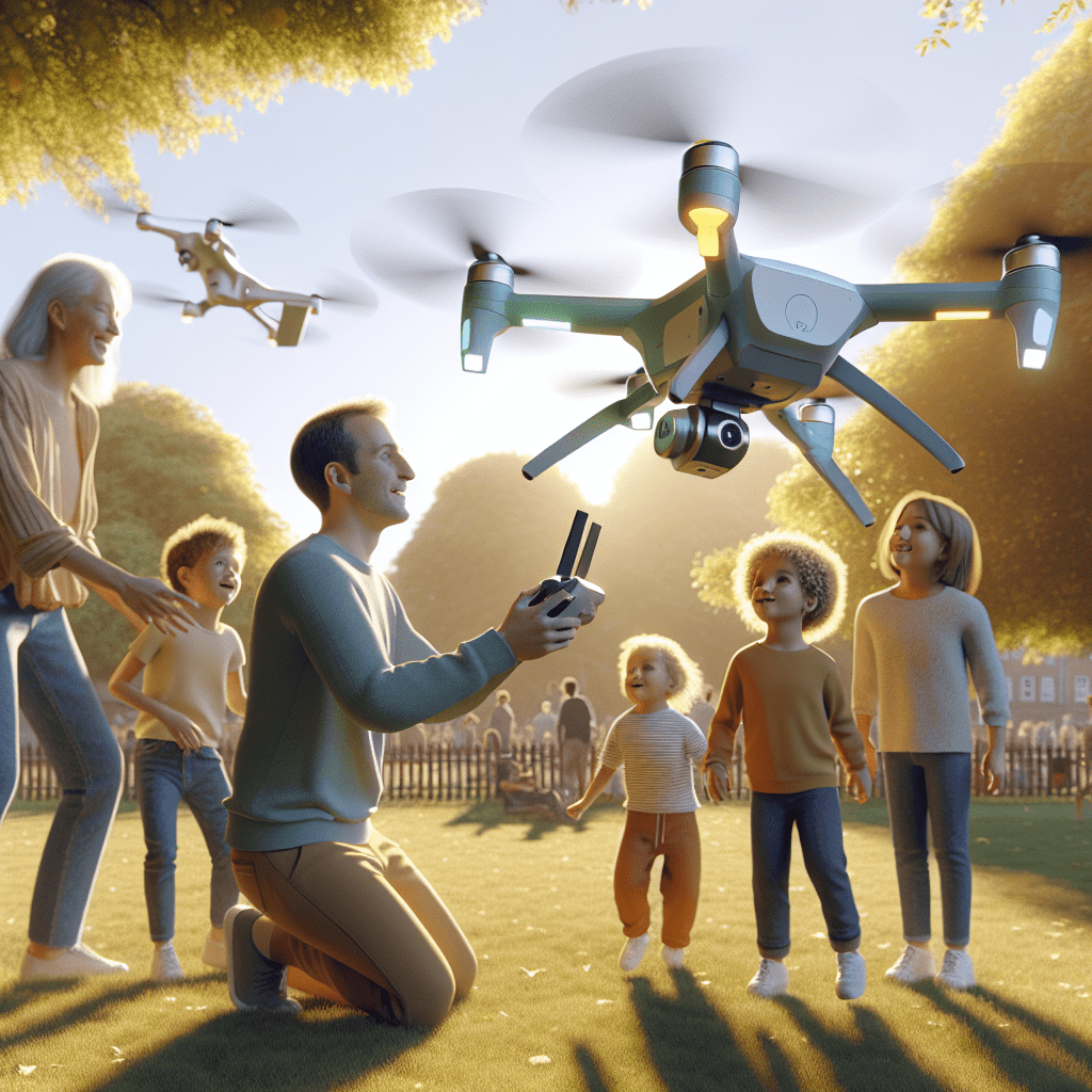 Aero 3 Lite obstacle avoidance in action as a family flies the drone safely in a park with children watching nearby.